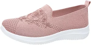 2025 New Women's Slip-On Knit Mesh Loafers, Soft and Comfortable Embroidered Flat Shoe