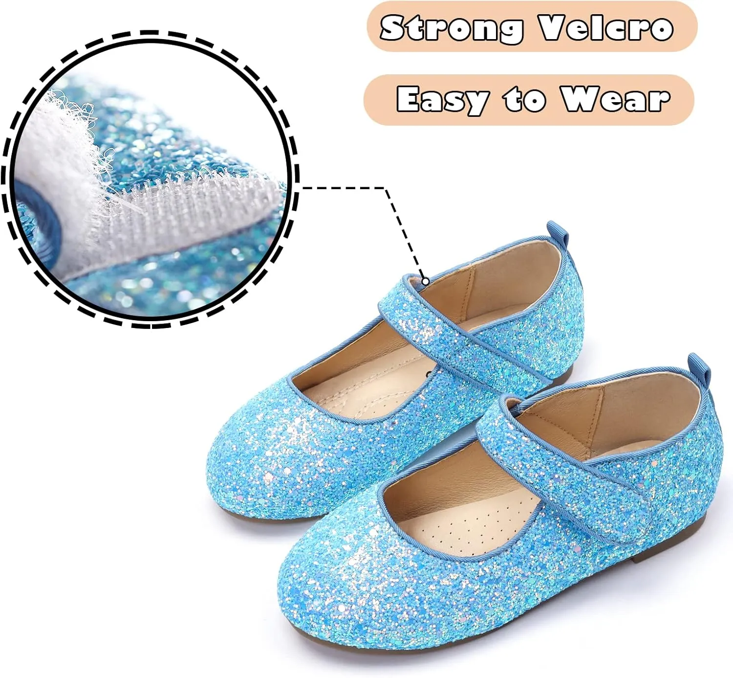 ADAMUMU Girls Dress Up Shoes Sparkly Shoes for Girls Princess Mary Jane School Uniform Dress Shoes in Performance, Prom and Graduation for Toddler/Little/Big Kids