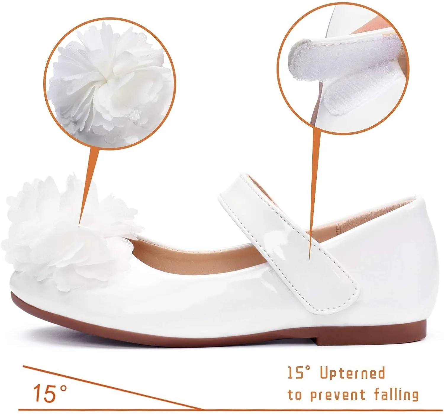 ADAMUMU Toddler Dress Shoes Flower Girl Shoes for Weeding Cute Toddler Mary Jane Shoes Lace Flore Ballet Flat for Walking, Jumping