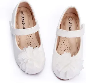 ADAMUMU Toddler Dress Shoes Flower Girl Shoes for Weeding Cute Toddler Mary Jane Shoes Lace Flore Ballet Flat for Walking, Jumping