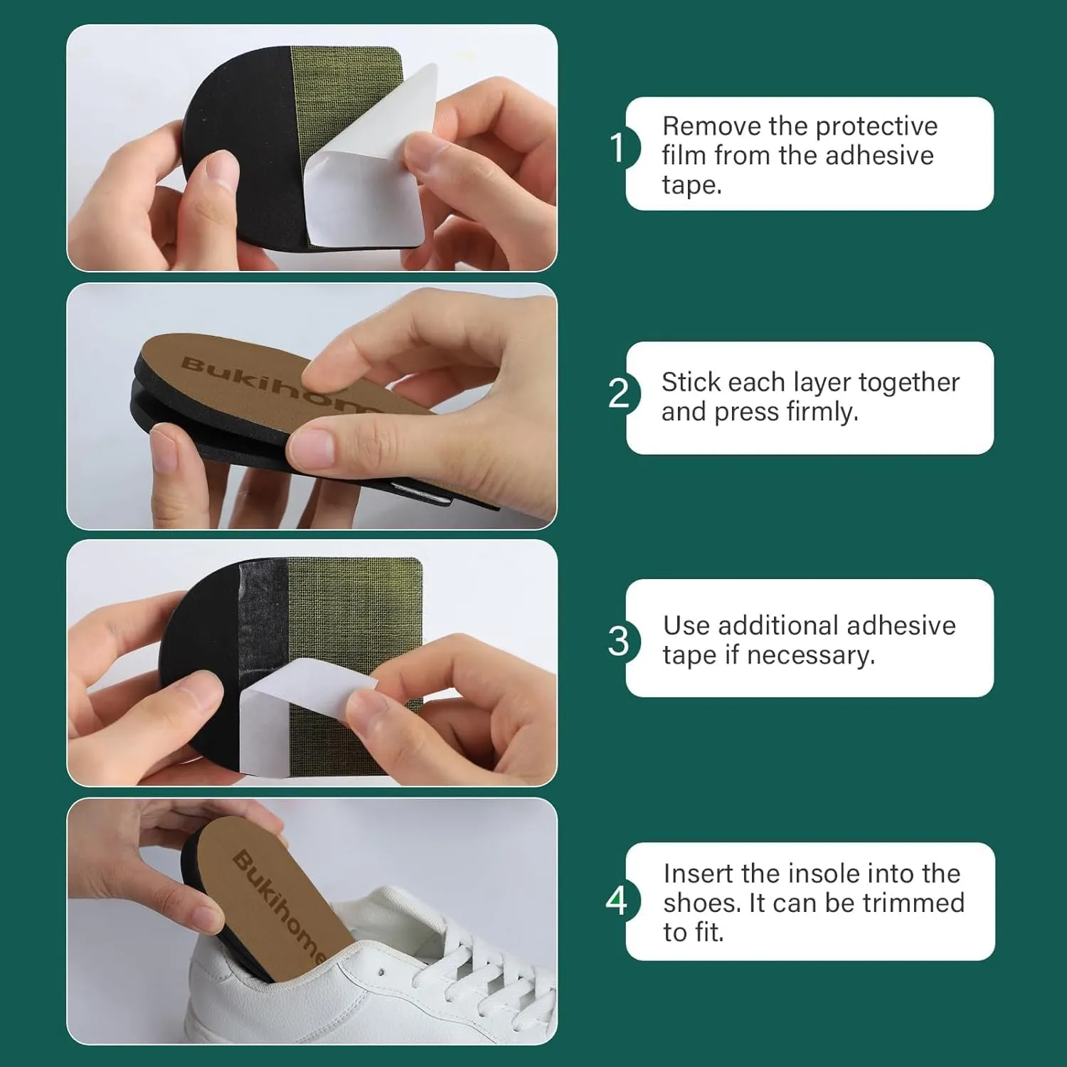 Adjustable Heel Lift Inserts for Shoes - Bukihome Orthopedic Shoe Lift for Uneven Legs 4 Layers Height Increase Insole for Heel Pain,Heel Spur,Achilles Tendonitis,Small,Brown,2 Pairs