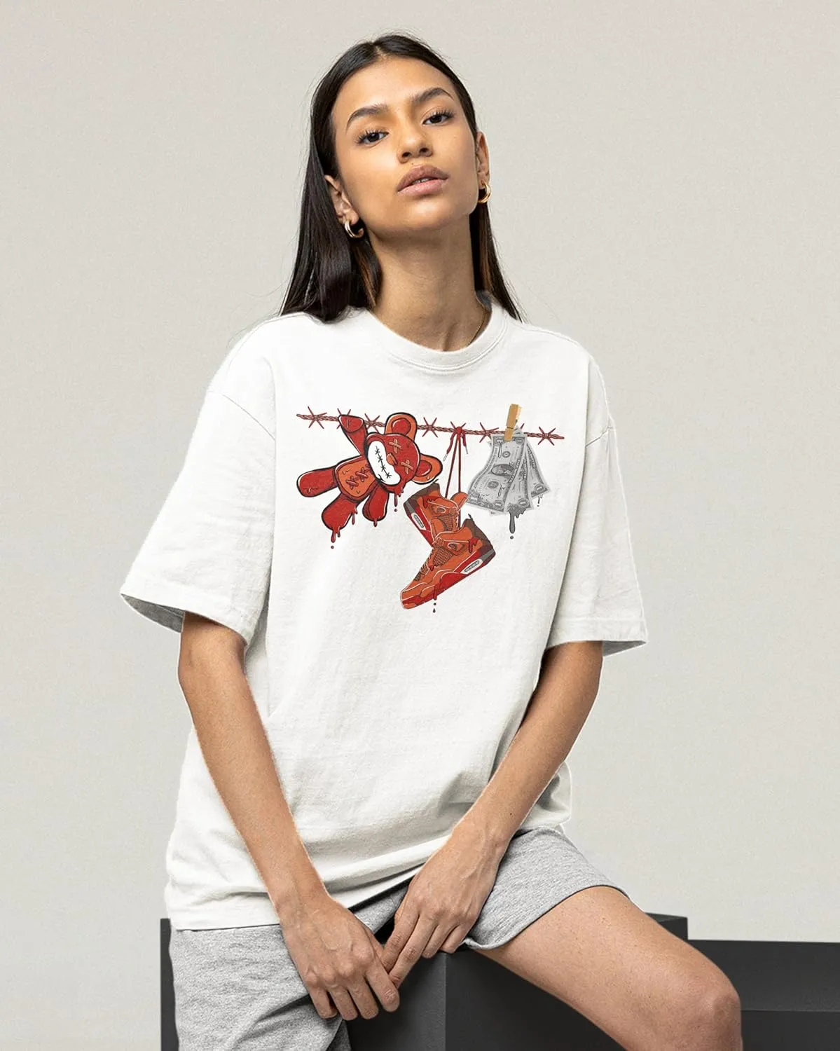 AJ 4 Brick by Brick 4s Shirt, Shoes Drip, Shirts Match Sneakers 2D Sneaker T-Shirt Teee