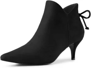Allegra K Women's Pointed Toe Kitten Heel Ankle Booties