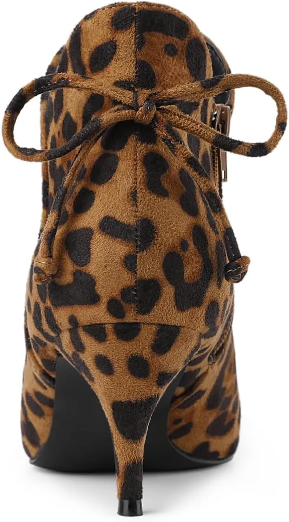 Allegra K Women's Pointed Toe Kitten Heel Ankle Booties