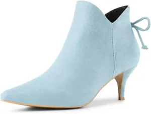 Allegra K Women's Pointed Toe Kitten Heel Ankle Booties