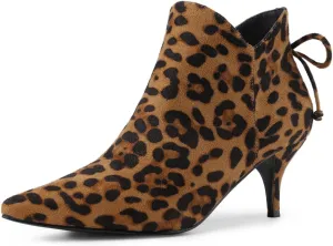 Allegra K Women's Pointed Toe Kitten Heel Ankle Booties