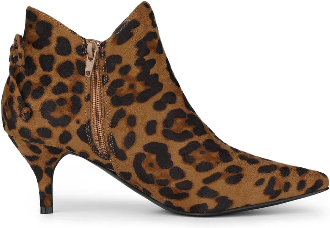 Allegra K Women's Pointed Toe Kitten Heel Ankle Booties