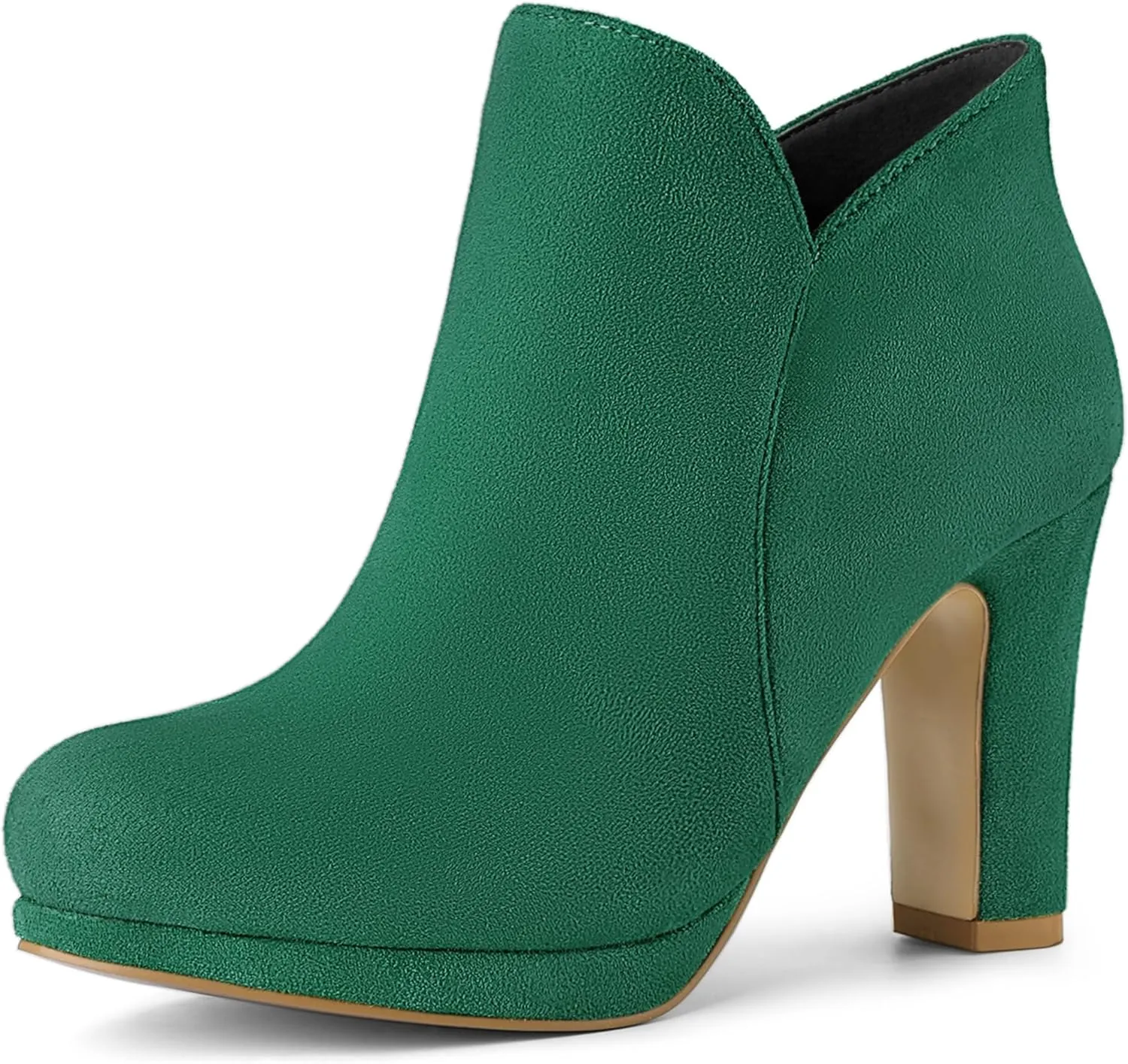 Allegra K Women's Round Toe Chunky Heeled Ankle Heel Boots