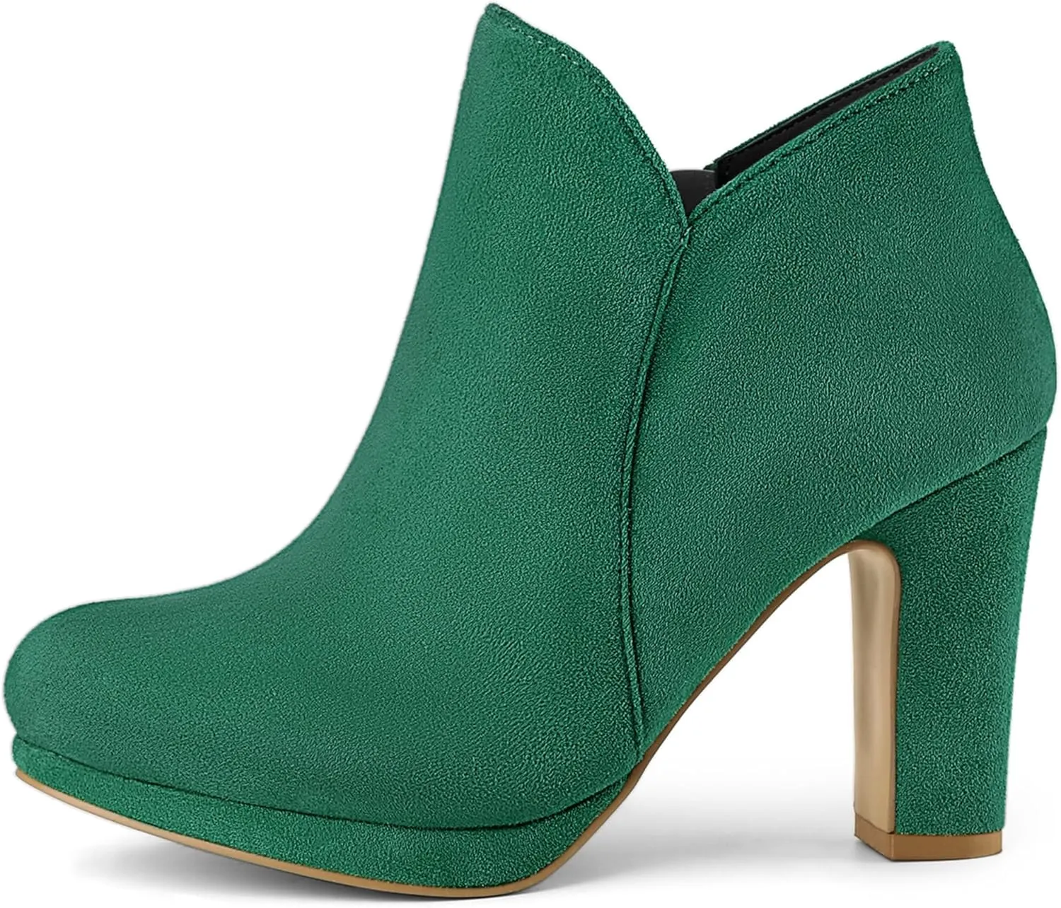 Allegra K Women's Round Toe Chunky Heeled Ankle Heel Boots