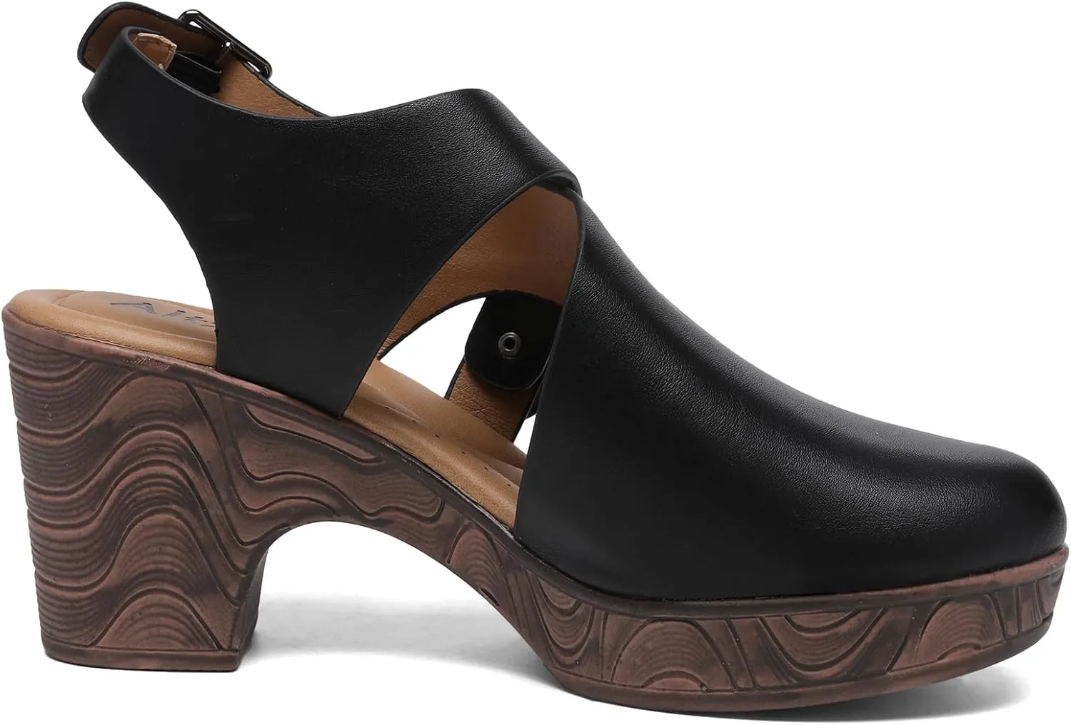 Altxic Women's Comfy Low Block Chunky Heels Sandals Closed Round Toe Casual Adjustable Slingback Strap Clogs