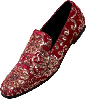 Amali Fabian, Men's Slippers - Mens Loafers - Slip On Shoes -Sequin Shoes, Embroidered Smoking Slipper, Fashion, Designer - Mens Dress Shoes
