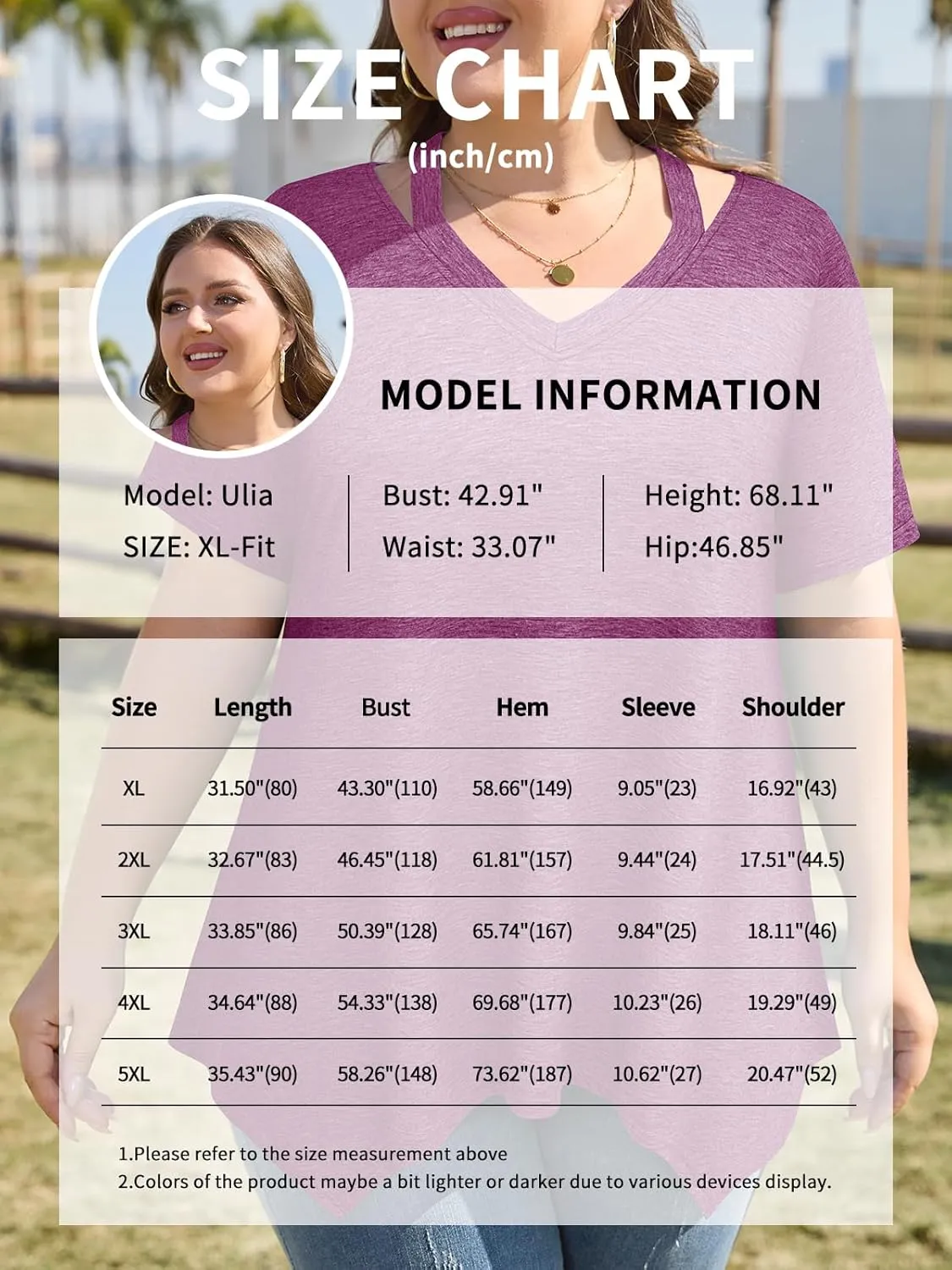 Amrto Women Plus Size Tops Cut Out V Neck 3/4 Sleeve Blouses Dressy Casual Tunic Tops to Wear with Leggings