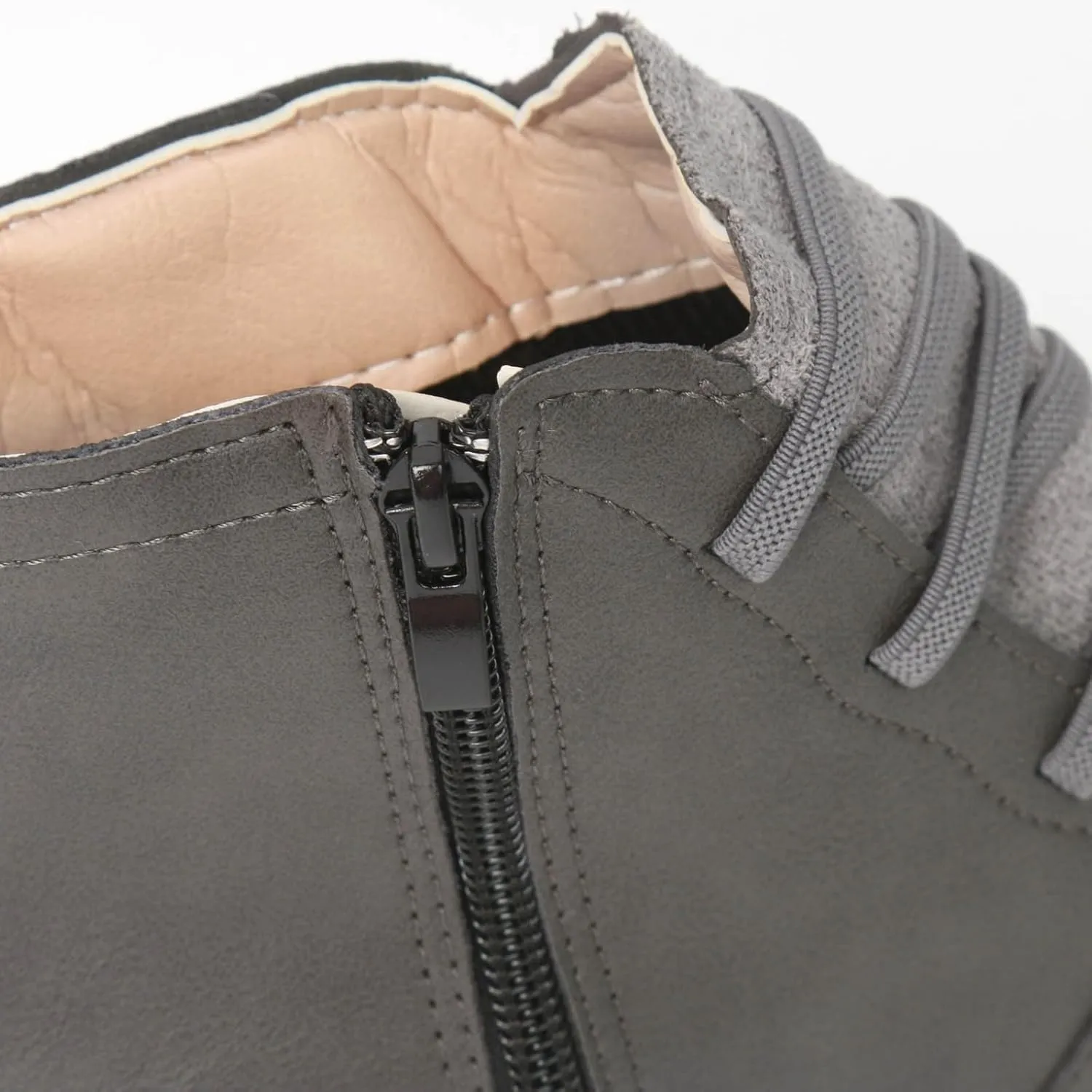 Ankle Boots for Women Low Heel Orthopedic Boots Arch Support Leather Comfortable Side Zip Fall Winter Wedge Booties