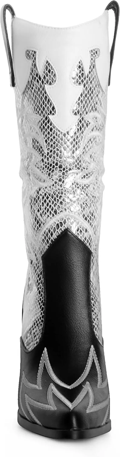 ANN CREEK Women's Contrast Cowboy Boots Cowgirl Mid Calf Boots