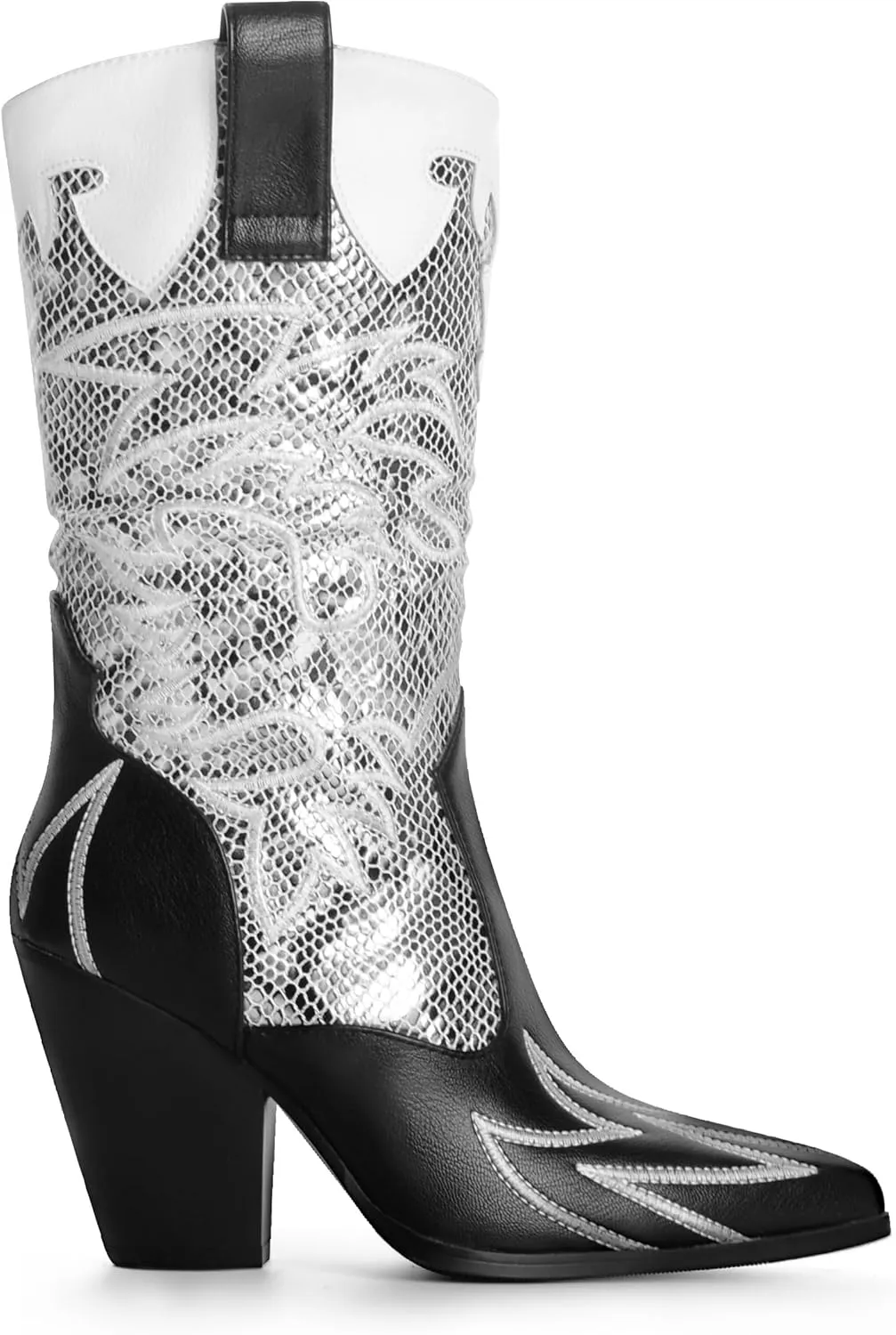 ANN CREEK Women's Contrast Cowboy Boots Cowgirl Mid Calf Boots