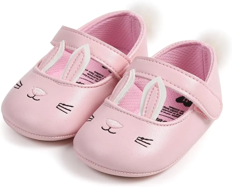 Antheron Baby Girls Mary Jane Flats Soft Sole Infant Moccasins Floral Sparkly Toddler Princess Dress Shoes
