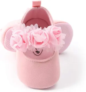 Antheron Baby Girls Mary Jane Flats Soft Sole Infant Moccasins Floral Sparkly Toddler Princess Dress Shoes