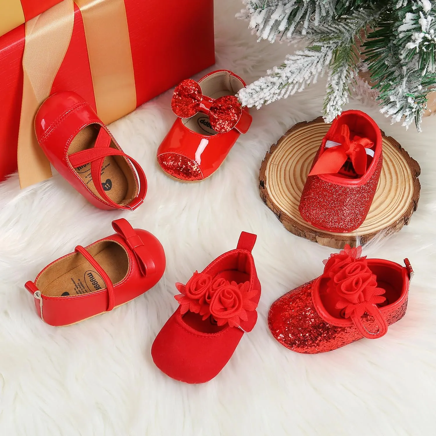 Antheron Baby Girls Mary Jane Flats Soft Sole Infant Moccasins Floral Sparkly Toddler Princess Dress Shoes