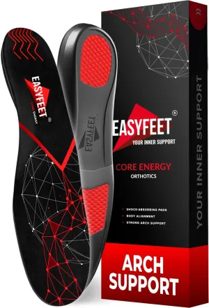 Anti-Fatigue Plantar Fasciitis Shoe Insoles - High Arch Support Insoles - Inserts Orthotics Men Women - Heel Arch Feet Pain Flat Feet - Work Boot Inserts Hiking Running