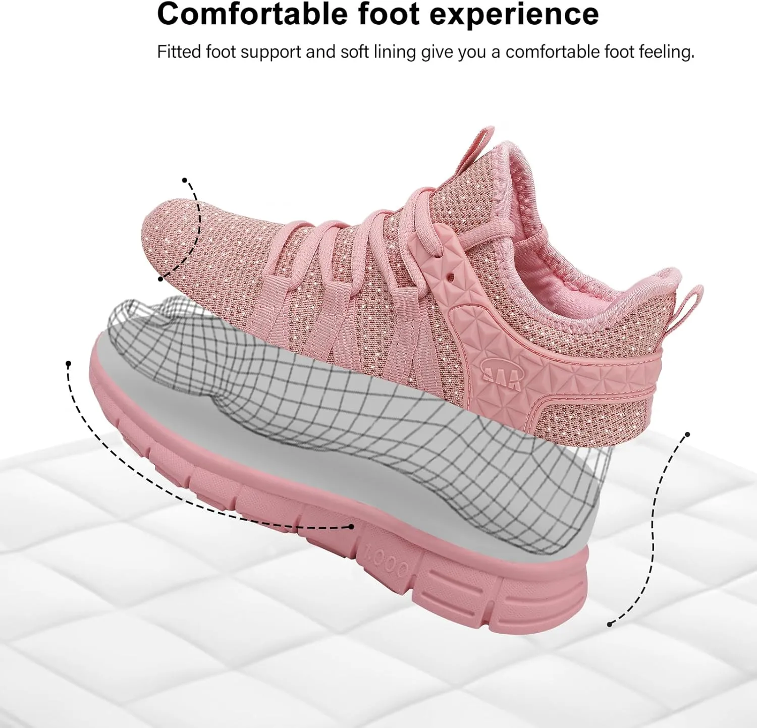 AOE Womens Fashion Walking Running Shoes Ultra Lightweight Breathable Mesh Tennis Shoes Non Slip Athletic Workout Gym Sneakers