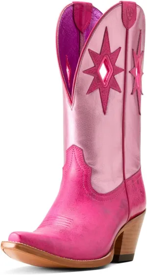 ARIAT Womens Starlight Cut-Outs Embroidered Snip Toe Casual Boots Mid Calf Mid Heel 2-3" - Blue, White