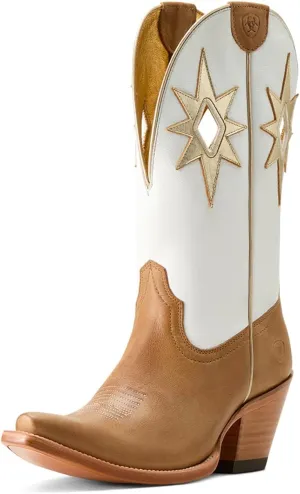 ARIAT Womens Starlight Cut-Outs Embroidered Snip Toe Casual Boots Mid Calf Mid Heel 2-3" - Blue, White