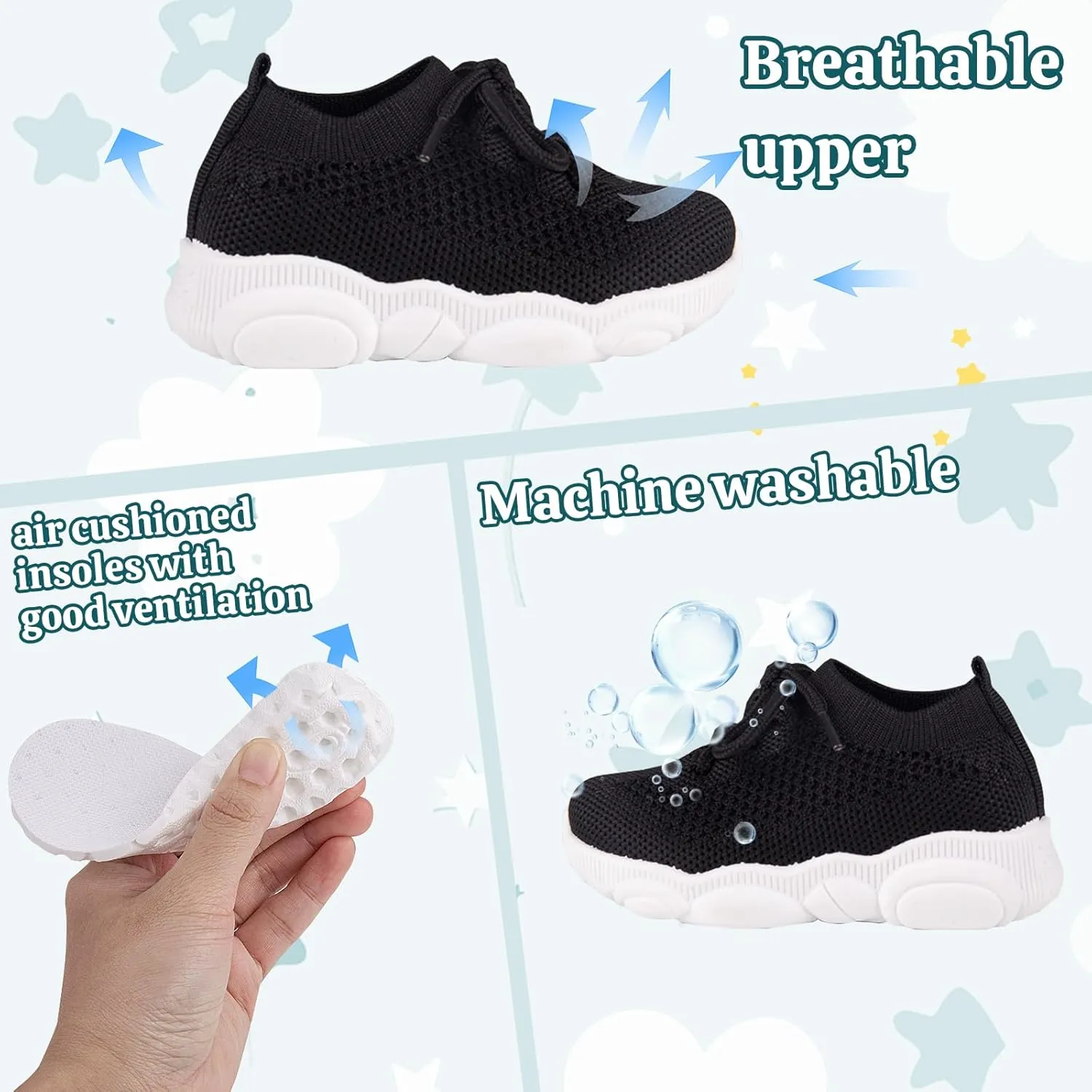 Baby Boy Girl First Walking Shoes Toddler Infant Mesh Sneakers Breathable Lightweight Non-slip Rubber Sole Summer