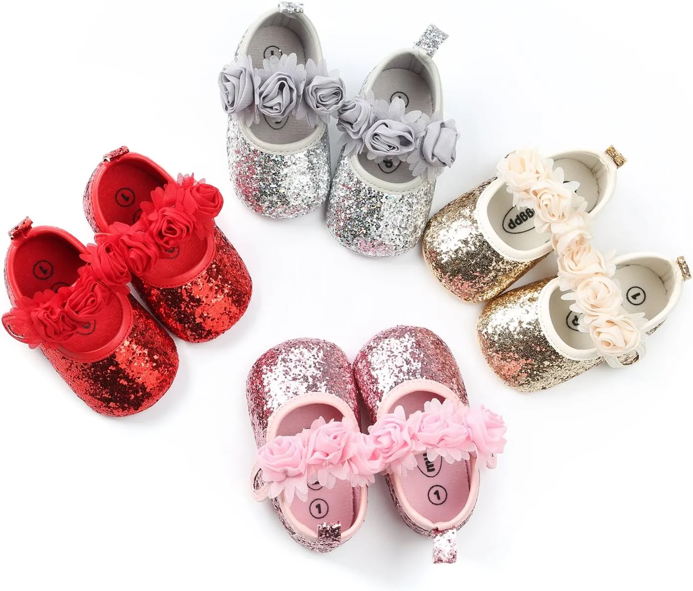 Baby Girl Moccasins Princess Sparkly Mary Jane Dresses Shoes Premium Lightweight Soft Sole Crib Shoes Toddler Shoes