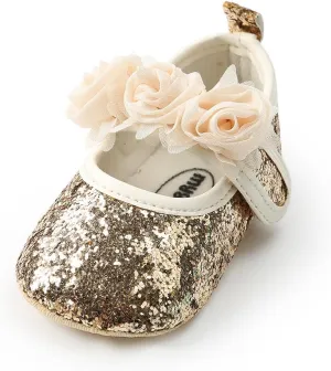 Baby Girl Moccasins Princess Sparkly Mary Jane Dresses Shoes Premium Lightweight Soft Sole Crib Shoes Toddler Shoes