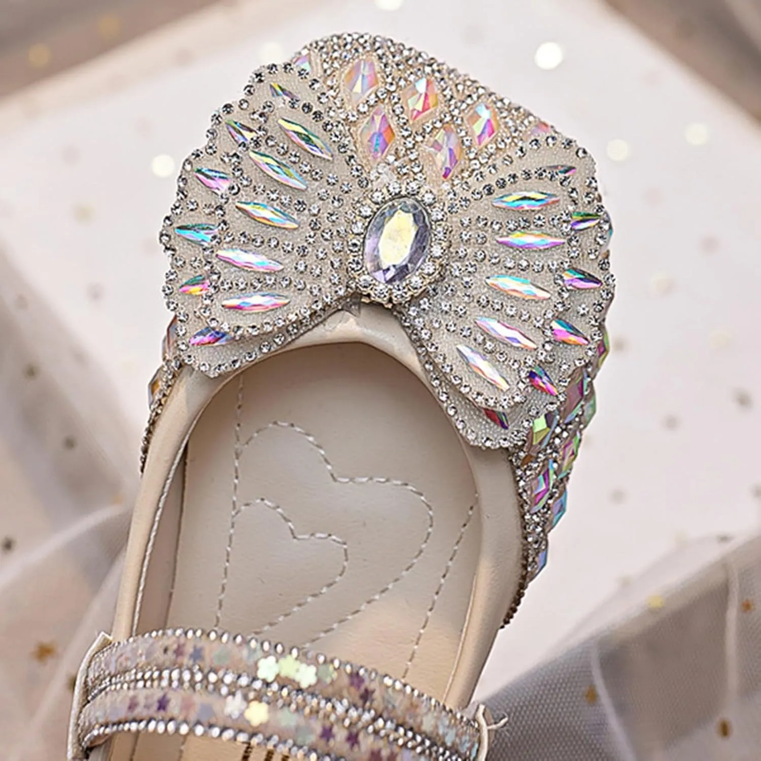 Baby Girls Leather Bow Sequins Sandals Closed Toe Ankle Strap Mary Jane Dance Princess Shoes Formal Wedding Sandals