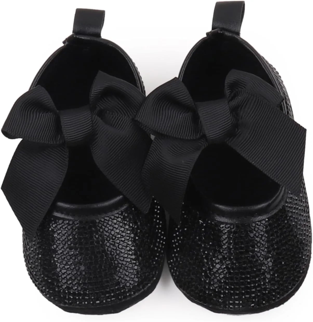 Baby Girls Mary Jane Flats Sparkly Bow Diamonds Princess Dress Shoes Anti-Slip Infant Crib Shoes