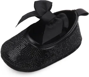 Baby Girls Mary Jane Flats Sparkly Bow Diamonds Princess Dress Shoes Anti-Slip Infant Crib Shoes