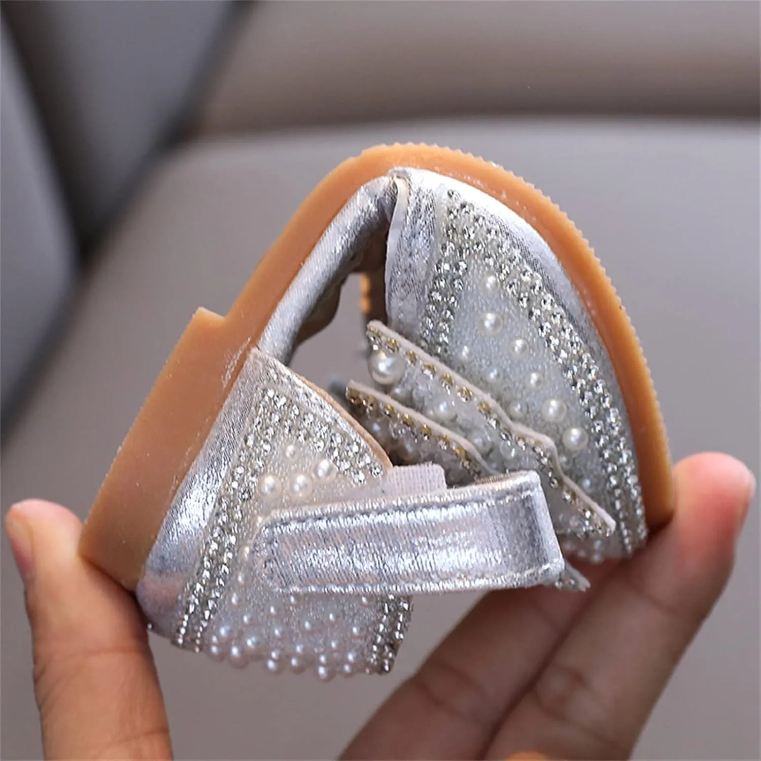 Baby Girls Premium Mary Jane Flats Rubber Sole Moccasins Rubber Sole Mary Jane Crib Shoes Baby Special Occasion Shoes