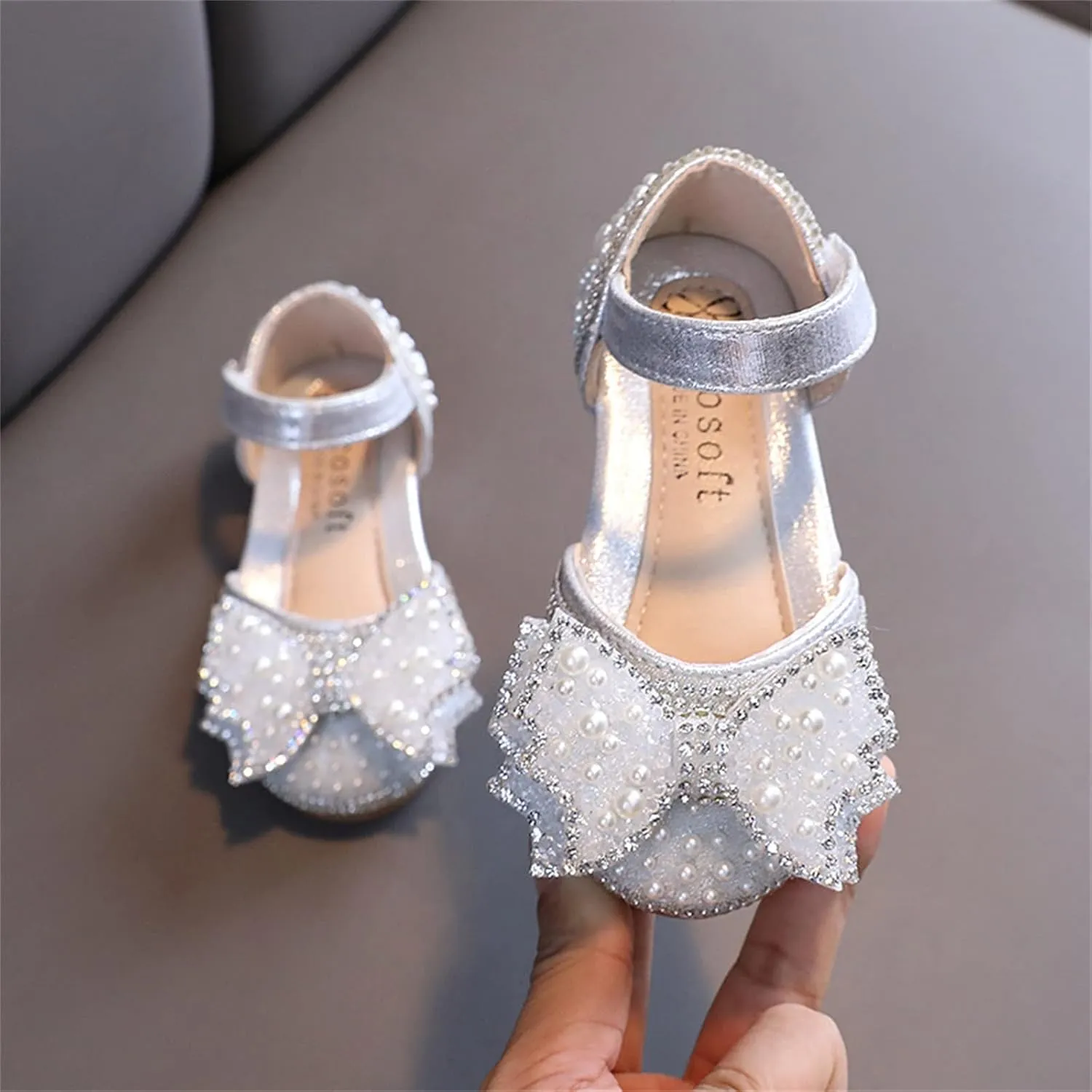 Baby Girls Premium Mary Jane Flats Rubber Sole Moccasins Rubber Sole Mary Jane Crib Shoes Baby Special Occasion Shoes