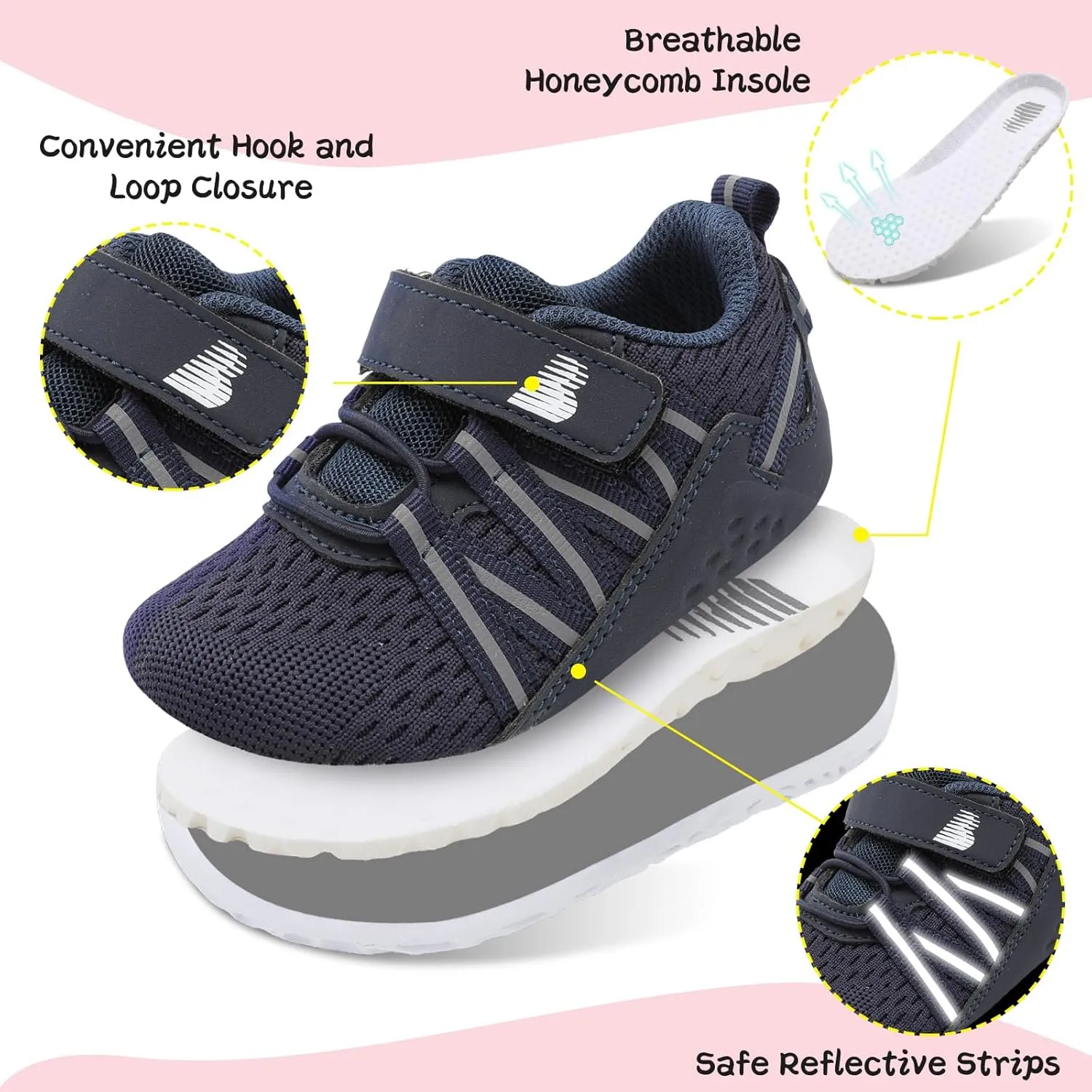 BARERUN Baby Sneakers Toddler Shoes Soft Anti-Slip Sole Newborn First Walkers Infant Toddler Breathable Athletic Running Shoes