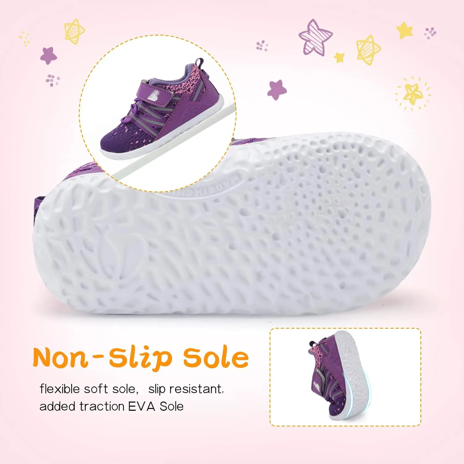 BARERUN Baby Sneakers Toddler Shoes Soft Anti-Slip Sole Newborn First Walkers Infant Toddler Breathable Athletic Running Shoes