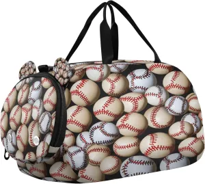 Baseball Youth Sports & Travel Duffle Bag with Shoe Compartment,Waterproof Gym Bag for Girls and Boys (Overnight Essentials Organizer)