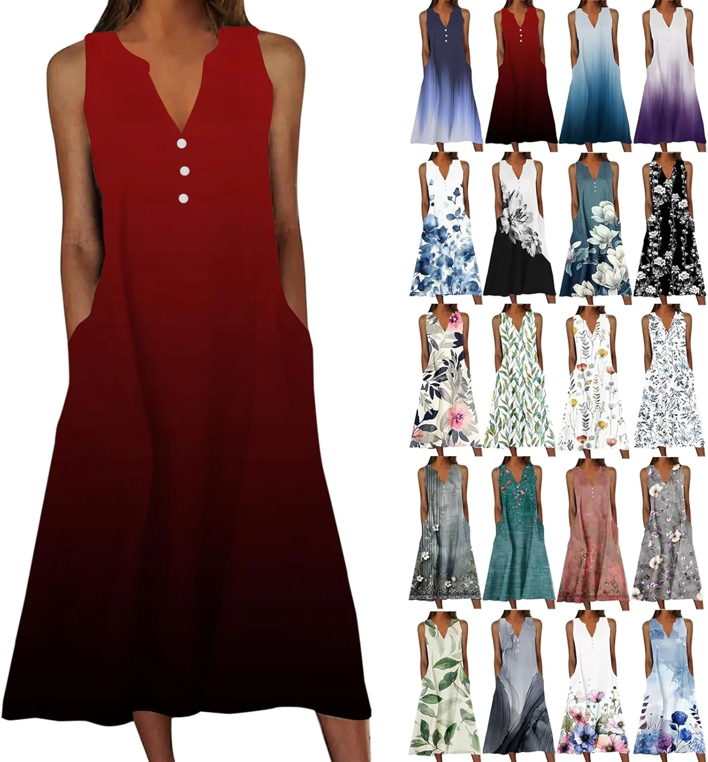 Beach Sundresses for Women 2025 Vacation Casual Plus Size Midi Sun Dress Loose Flowy Summer Boho Long Dresse Trendy