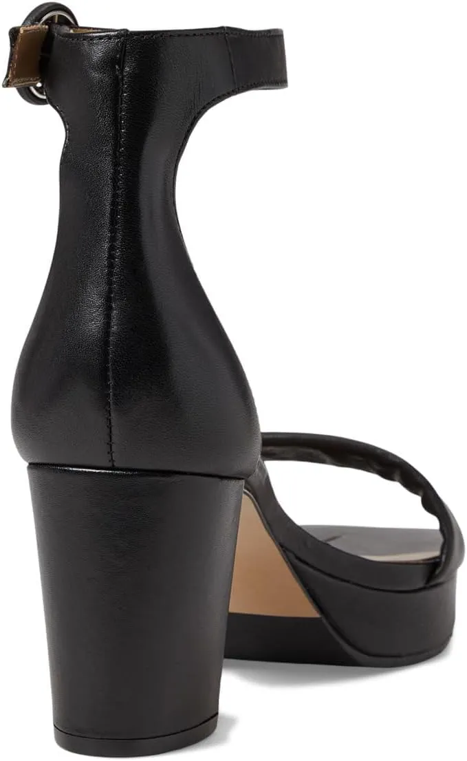 Bernardo® Carla Strap Heels for Women – Leather Upper and Lining – Rubber Sole – Block Heels