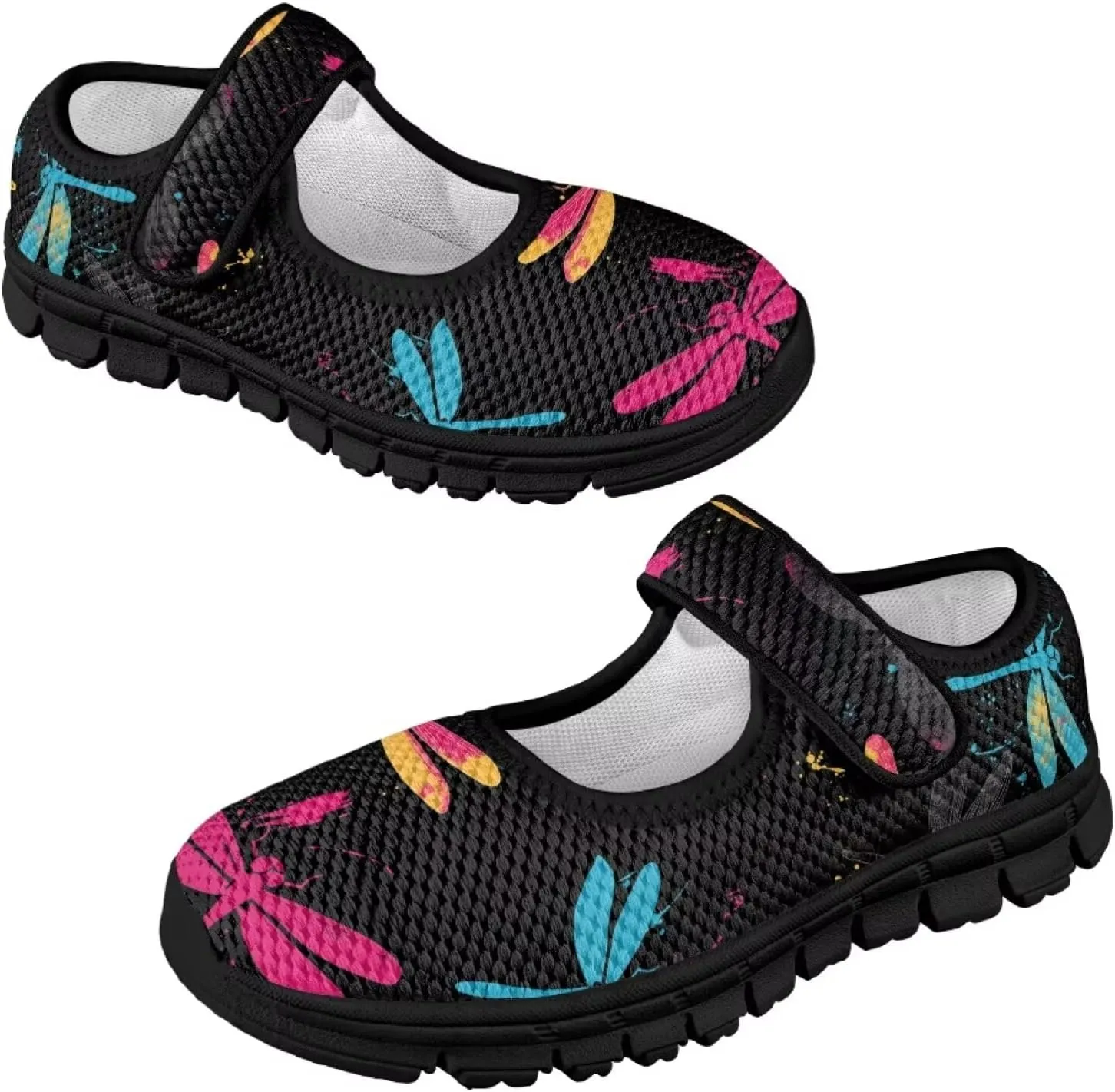 Black Series Print Mary Jane Sneakers for Girls Anti-Slip Planet Mesh Sneaker School Shoes Cozy Dress Shoes for Party,Wedding,Traveling