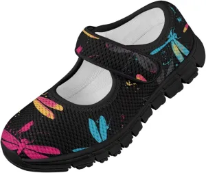 Black Series Print Mary Jane Sneakers for Girls Anti-Slip Planet Mesh Sneaker School Shoes Cozy Dress Shoes for Party,Wedding,Traveling