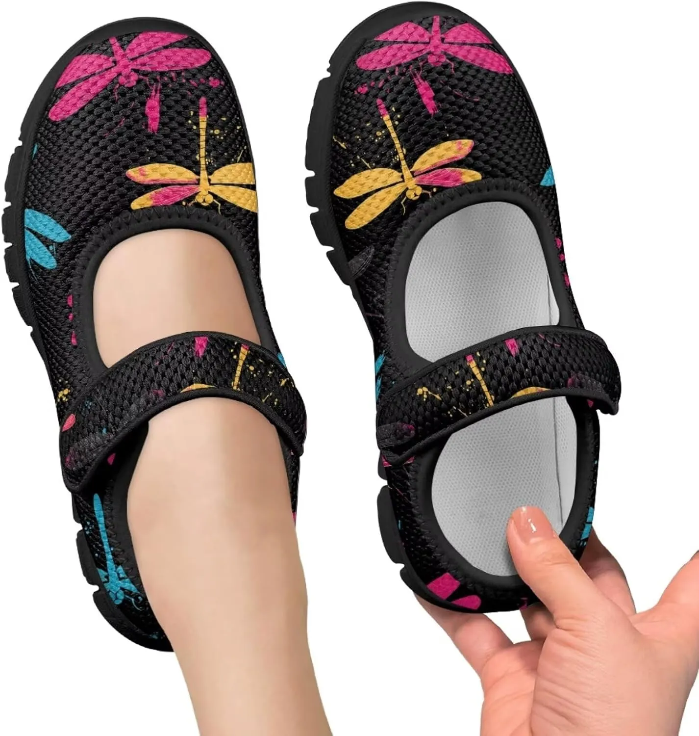 Black Series Print Mary Jane Sneakers for Girls Anti-Slip Planet Mesh Sneaker School Shoes Cozy Dress Shoes for Party,Wedding,Traveling