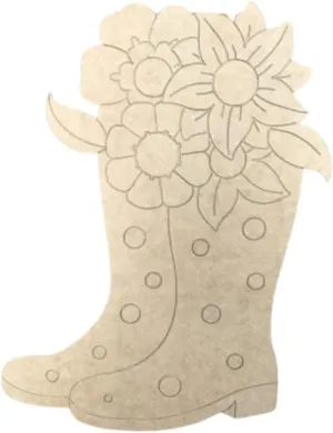 Boots with Flowers Shape, Unfinished Wood Craft, Build-A-Cross
