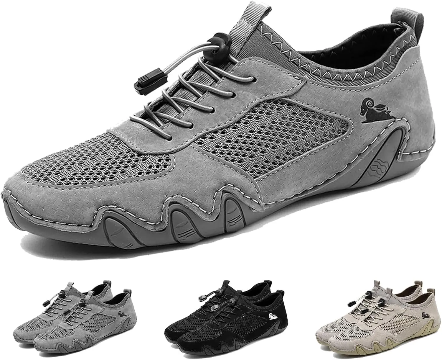 Boxpopla Men's Outdoor Mesh Trail Shoes for Hiking & Walking Slip-on Summer Sports Shoes Breathable Mesh Non-Slip Lightweight Casual Sneakers Camping & Driving