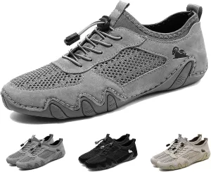 Boxpopla Men's Outdoor Mesh Trail Shoes for Hiking & Walking Slip-on Summer Sports Shoes Breathable Mesh Non-Slip Lightweight Casual Sneakers Camping & Driving