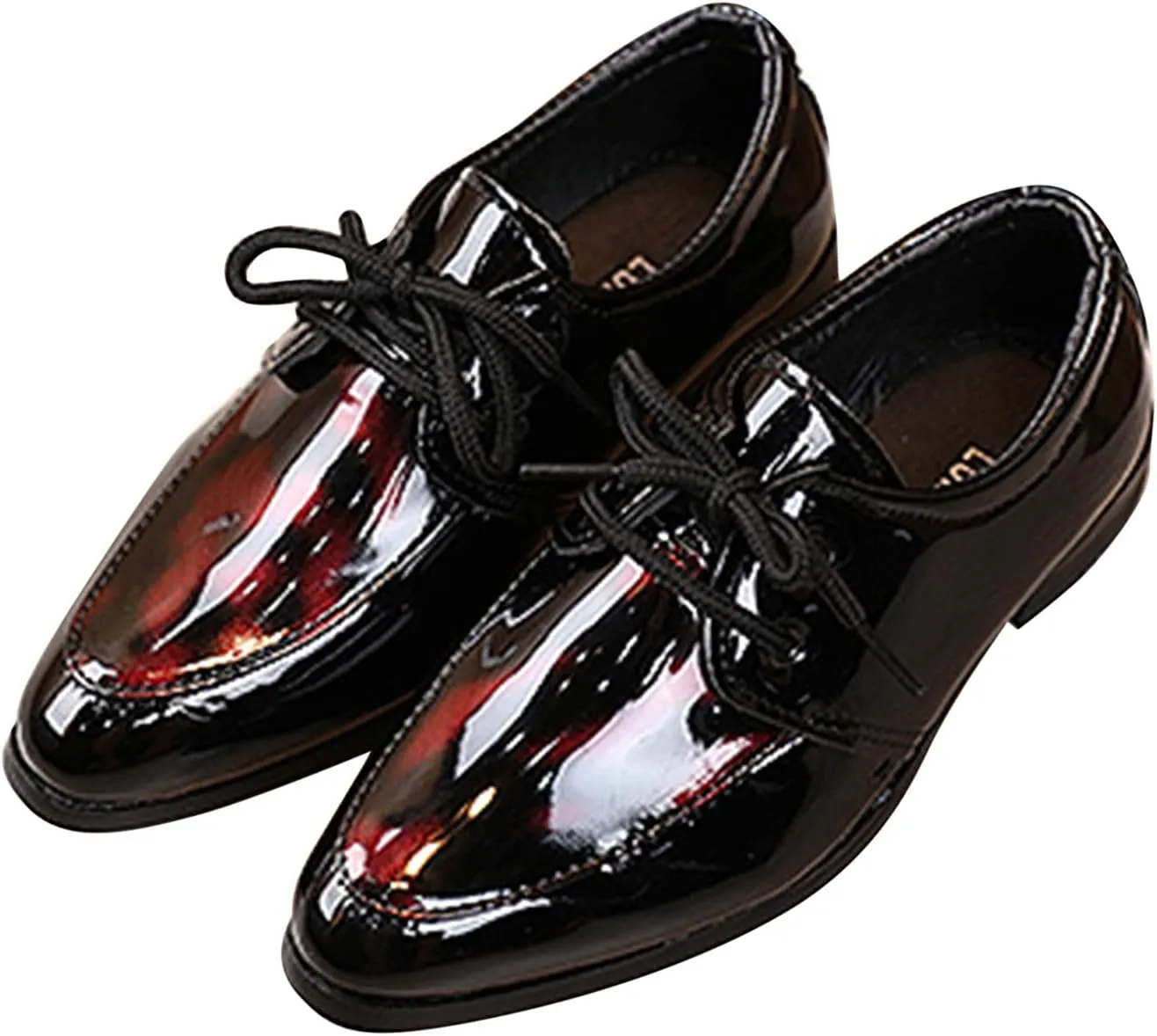 Boy's Classic Dress Shoes Pointed Toe Patent Formal Oxfords Dress Shoes Lace Up Wedding Prom Footwear for Boys
