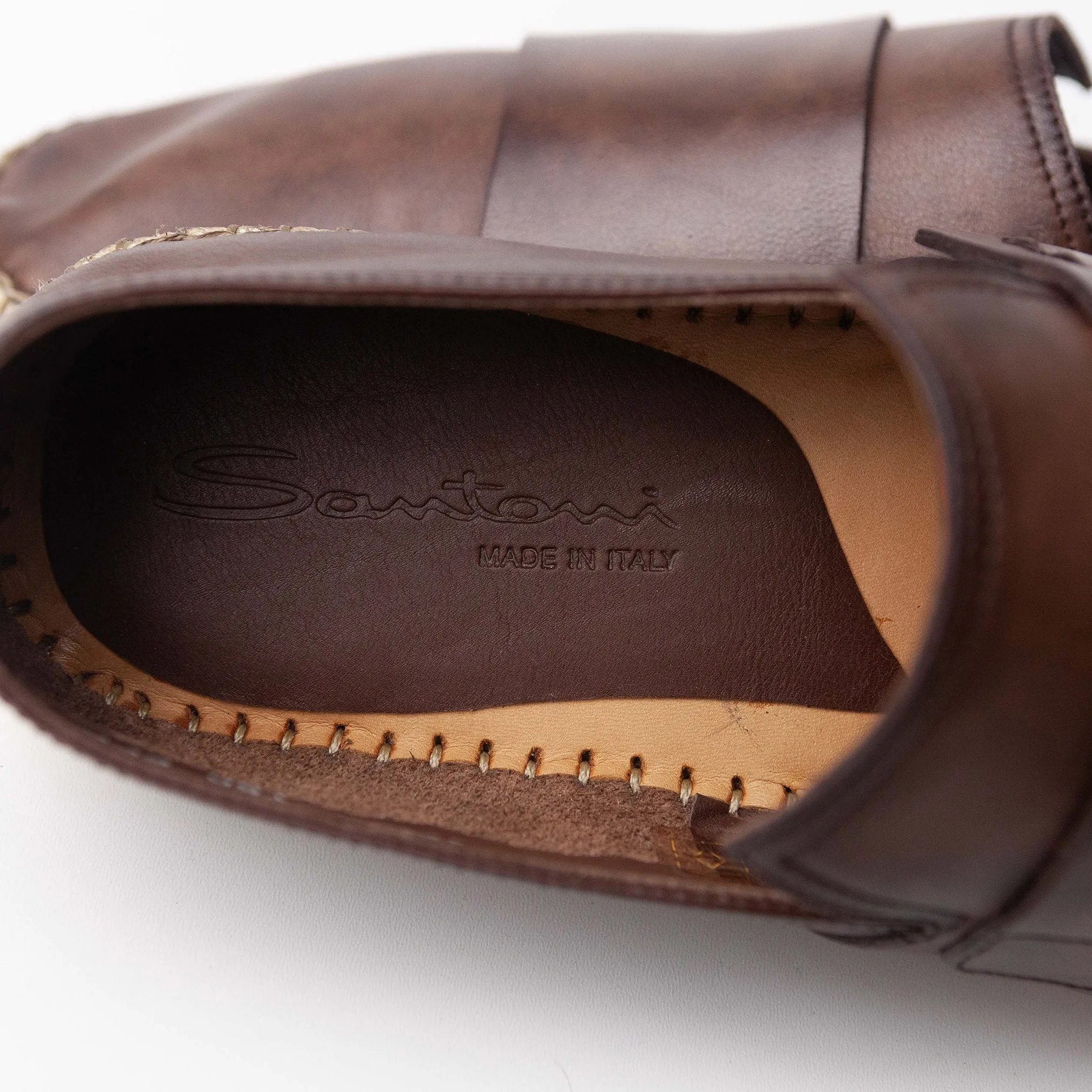 Brown Leather Espadrilles #695