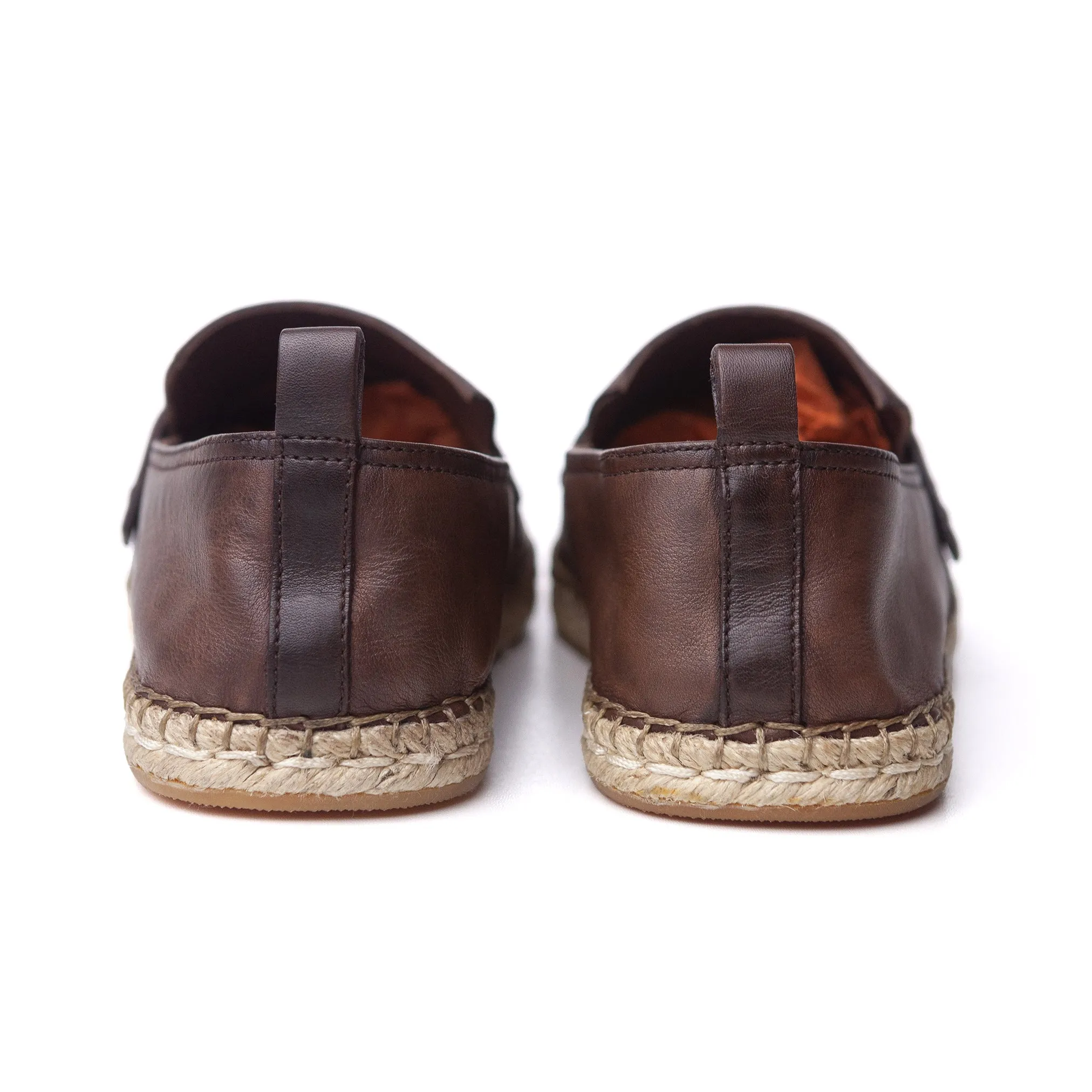 Brown Leather Espadrilles #695