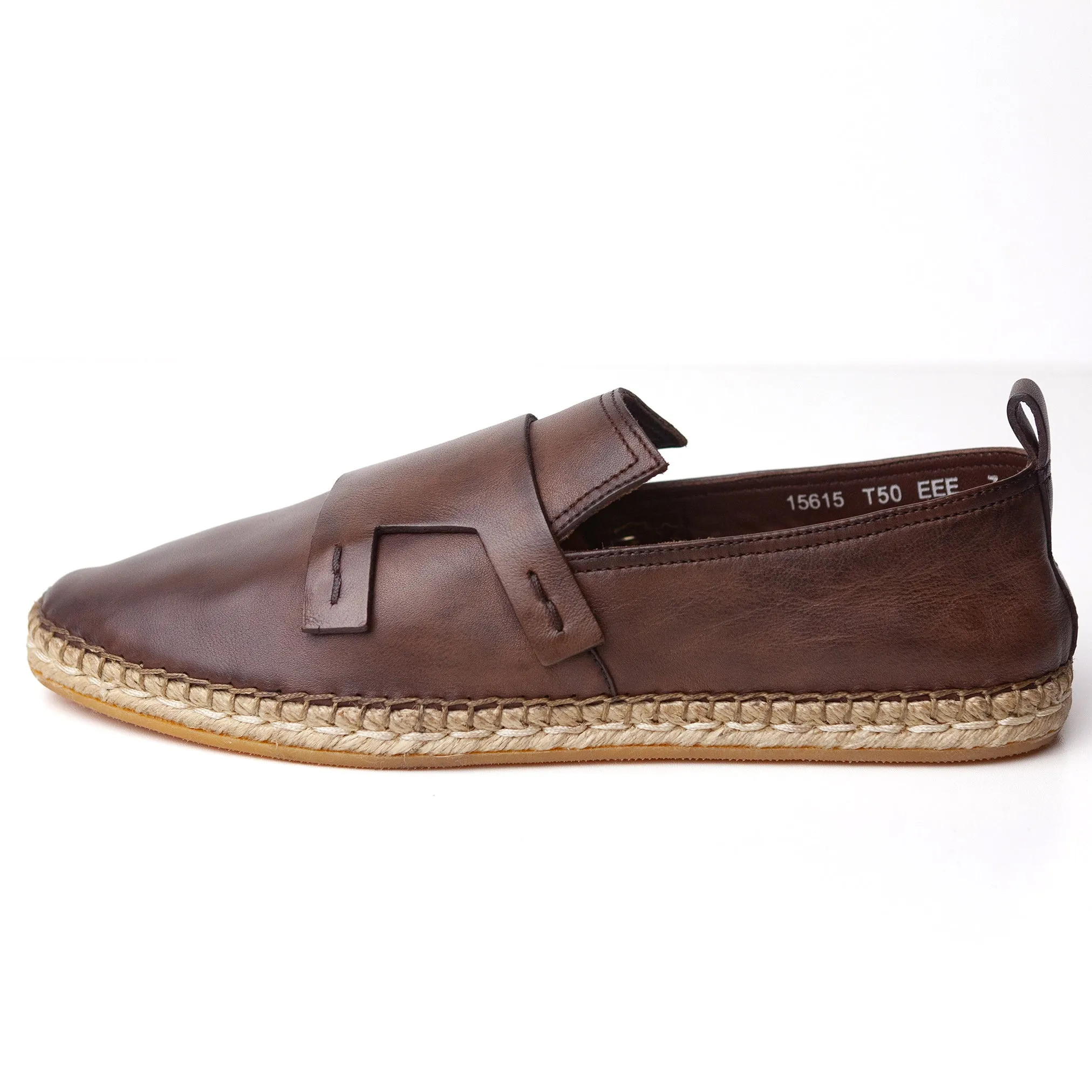 Brown Leather Espadrilles #695