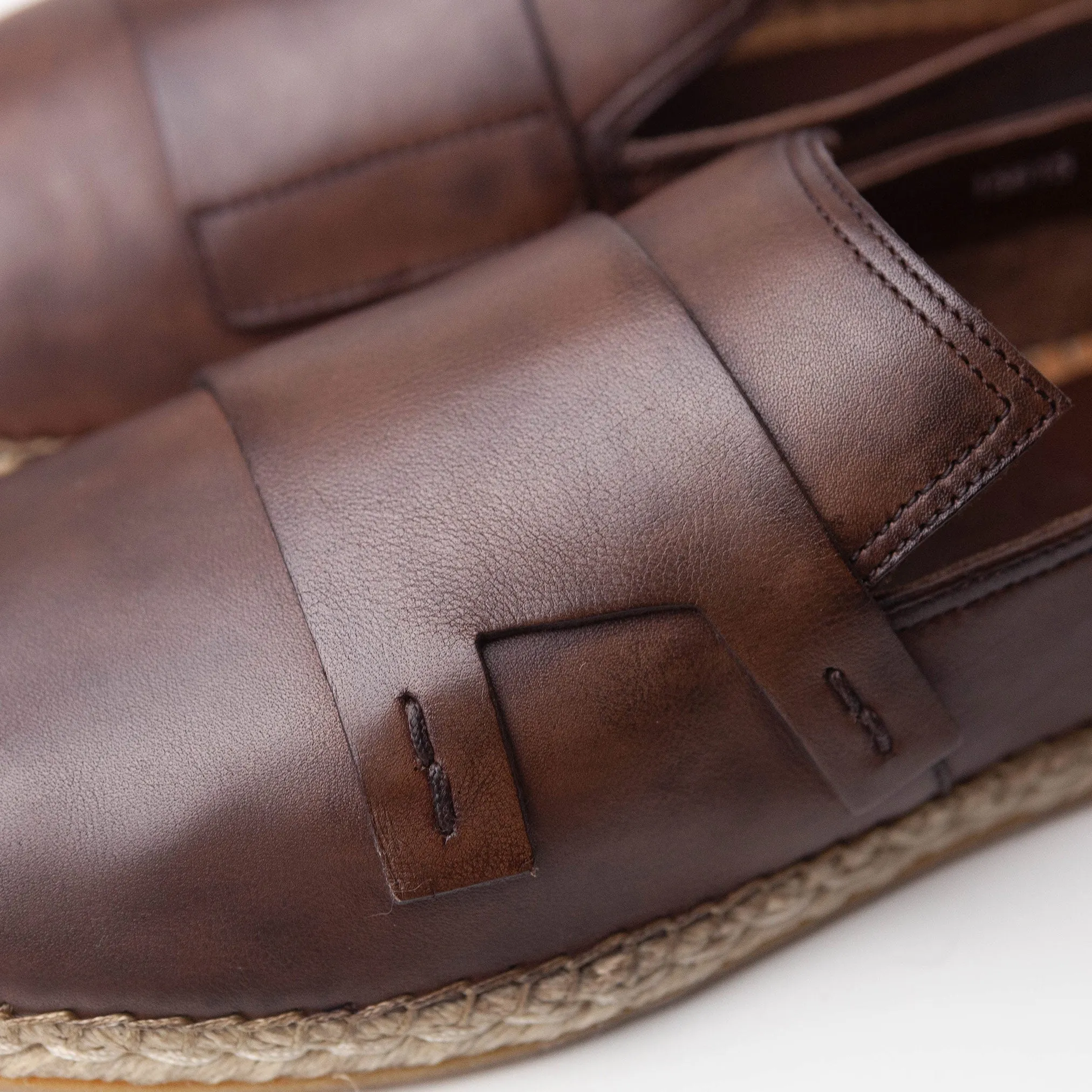 Brown Leather Espadrilles #695